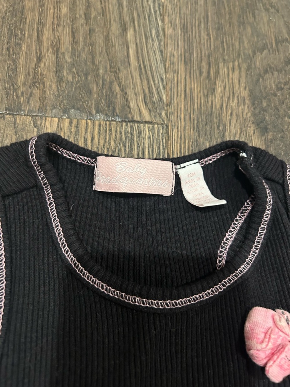 Black & Pink Ruffled Tutu Dress with Floral Appliqué size 12 months - Picture 4 of 6